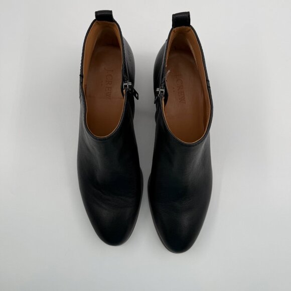 J.Crew Factory Women’s 8.5 Sawyer Black Leather Ankle Boots Stacked Heel NWOB - Picture 5 of 12
